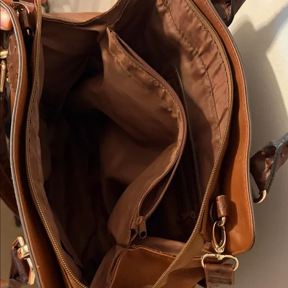 VTG Bueno Two-Tone Brown Leather Tote Bag - Picture 2 of 7